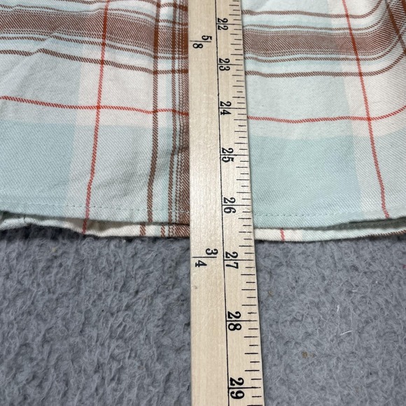 Duluth Trading Shirt Womens Small Green Brown Plaid Free Swingin Flannel Cotton - Picture 9 of 11